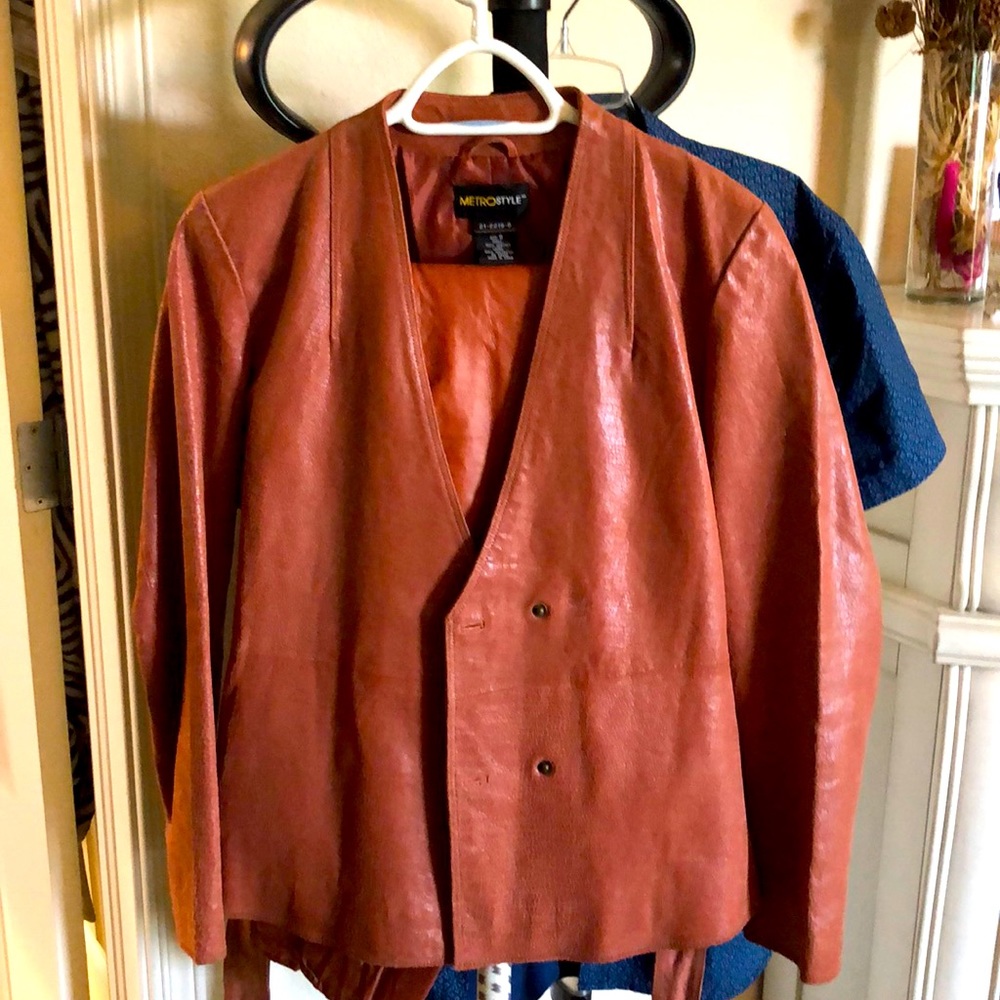 Metro style leather blazer and pants